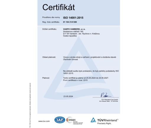 Úspěšně jsme obhájili certifikát kvality ISO 14001:2015